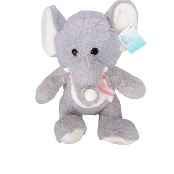 Walgreens Gray Elephant Plush Stuffed Animal Pink Bow Heart On Foot 11"‎ - Picture 1 of 6